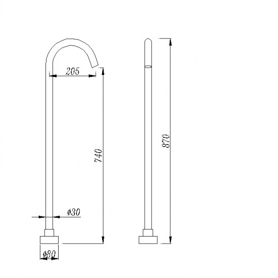 Round Chrome Solid Brass Freestanding Bath Spout Floor Mounted Bath Filler
